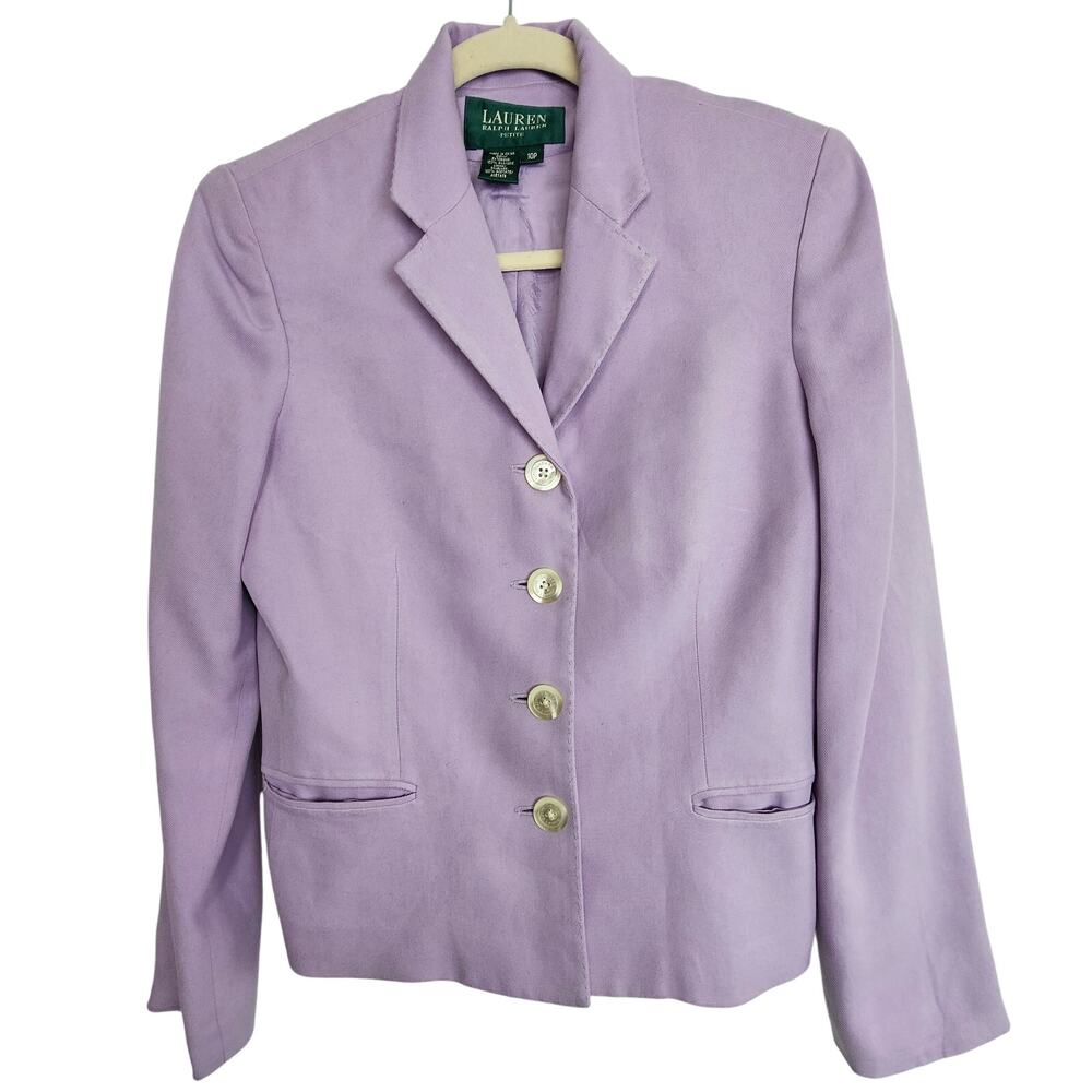Vintage Lauren Ralph Lauren Womens Silk Blazer Size10P Career Corp Work Office